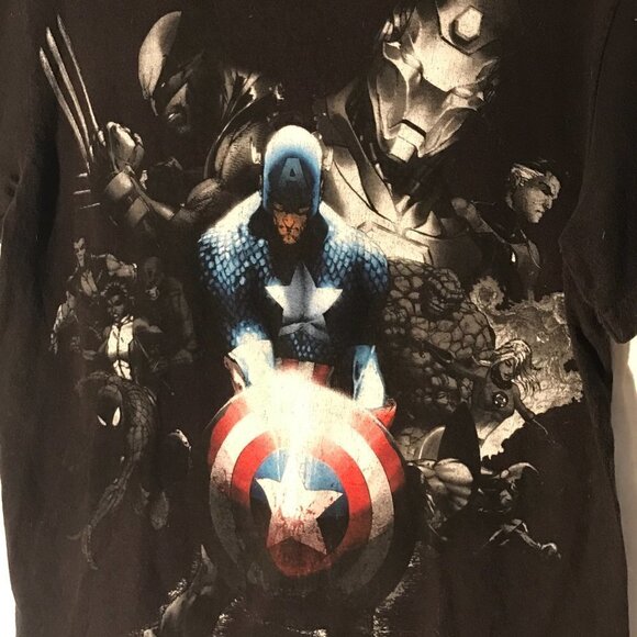 Marvel Captain America X Men Iron Man Black Short Sleeve Tee Shirt XL - Picture 3 of 6